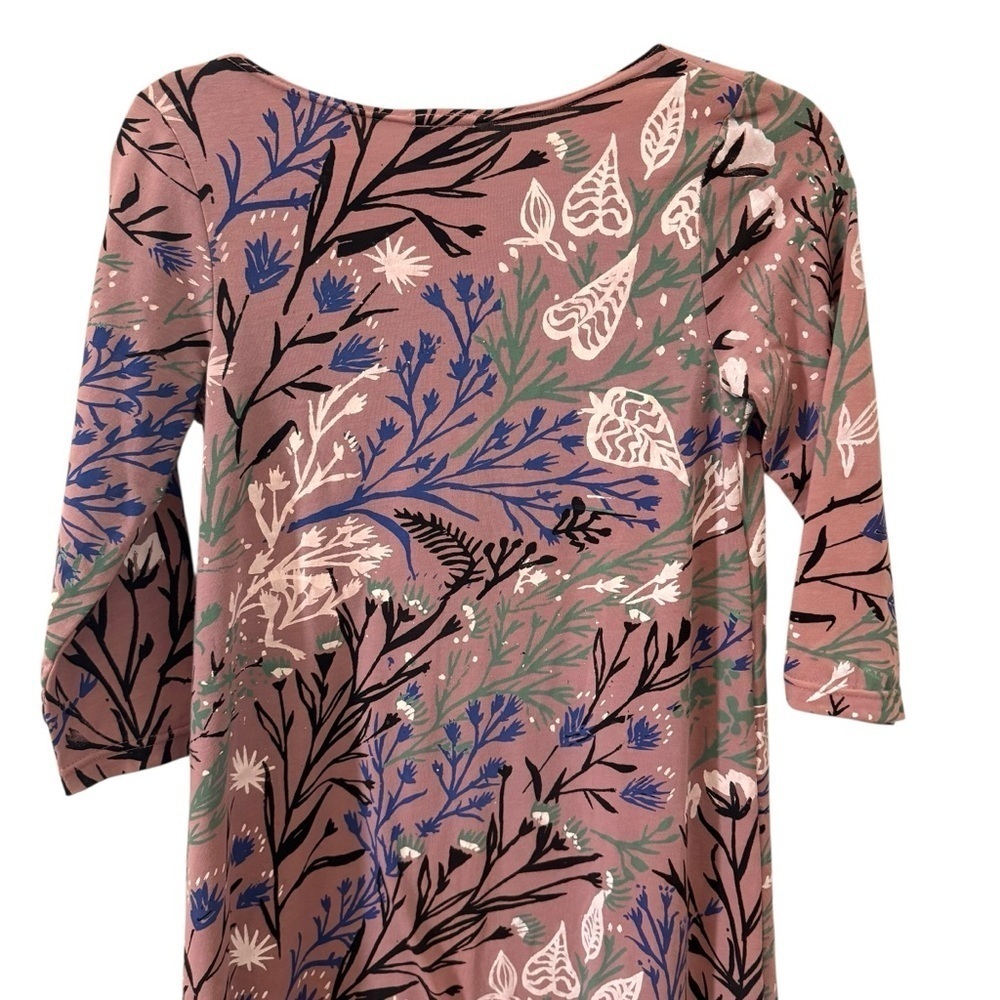 Thief & Bandit Wandering Handprinted Floral Shift Dress Tan Size S - Picture 6 of 6